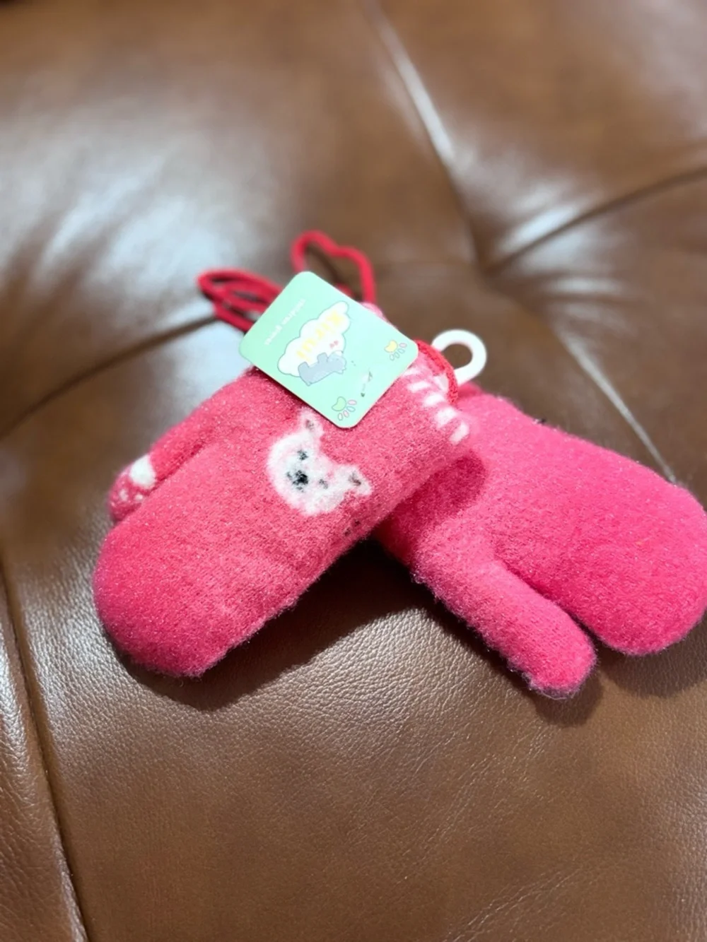 NWT Kids Pink Bear Mittens - Cozy Winter Gloves